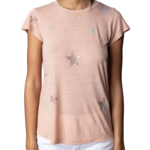 NWT- Zadig & Voltaire Strass Star Linen Blend T-Shirt - Size S - Picture 1 of 9